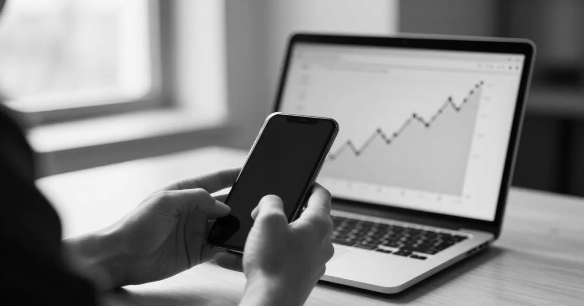 Inversor consultando la evolución de sus acciones en una pantalla